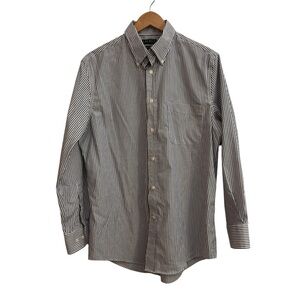 Ralph Lauren Black Label Men’s Blue White Stripe Button Down Shirt Stretch 15.5